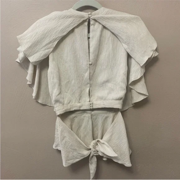 Johanna Ortiz Amor Es Belted Textured Crepe Top Cream White Beige Size 0 New NWT - Picture 7 of 12